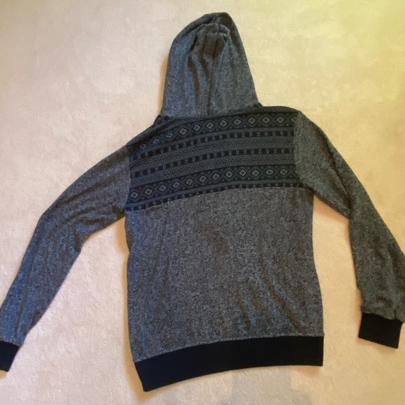 Gray Mens Hoodie Sweatshirt with Black Graphic Design Medium - Picture 2 of 3